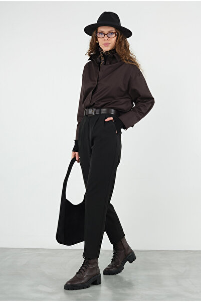 HEQA Чорні штани з плісировкою спереду