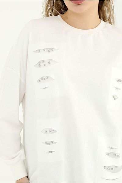 Moda Rosa ECRU 24Y4349 - PUANE Jewelled Sweat