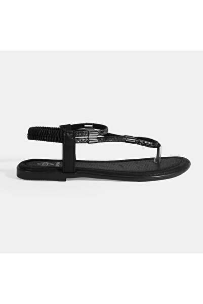 Desa Women's Black Stone Rubber Band Flip Flops Sandals