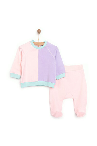 ebebek Hello Baby HelloBaby Yenidoğan Renk Bloklu Sweatshirt-Patikli Alt 2li ...