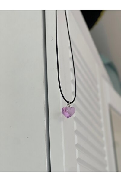 redame Purple Lilac Heart Plastic Stainless Necklace Y2K Pinterest Unisex