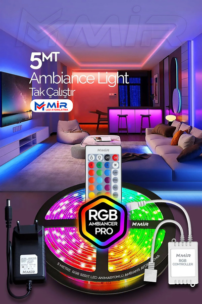 Ne Lazımsa Var CFR LED AYDINLATMA 5 Metre RGB Şerit Led Set 3 Renk + Trafo + ...