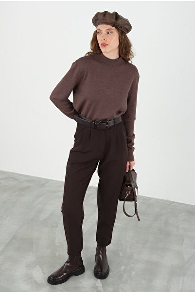 HEQA Παντελόνι - Πλισέ μπροστά, Μαυρισμένο Καφέ