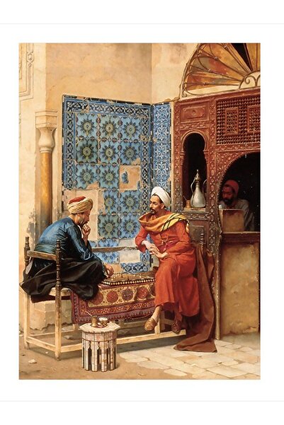 karizmart Osmanlıda Kahvehane Dekoratif ahşap Tablo 35cm X50cm