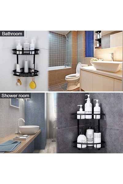 erorex No Drill Bathroom Corner Shelf Wall Mounted Shower Organizer Triangle Silver