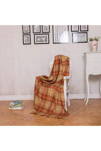 erorex Orange Plaid Blanket Throw Acrylic Soft Reversible Dyed Fringed Bed Blanket Gift For Decorations 50