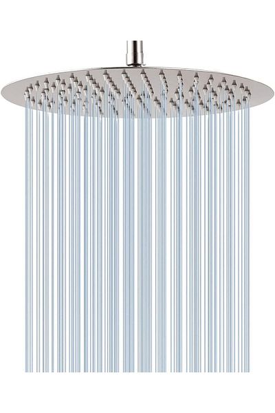 erorex Brushed 30Cm Solid Round Ultra Thin Rainfall Shower Head Brushed Stainless Steel