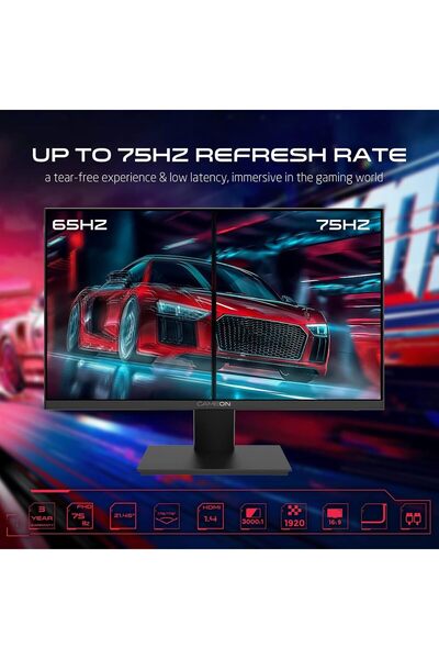 GAMEON شاشة ألعاب مسطحة GOB22FHD75VA مقاس 21.45 بوصة بدقة FHD، وتردد 75 هرتز، وVA، وحامل ثابت