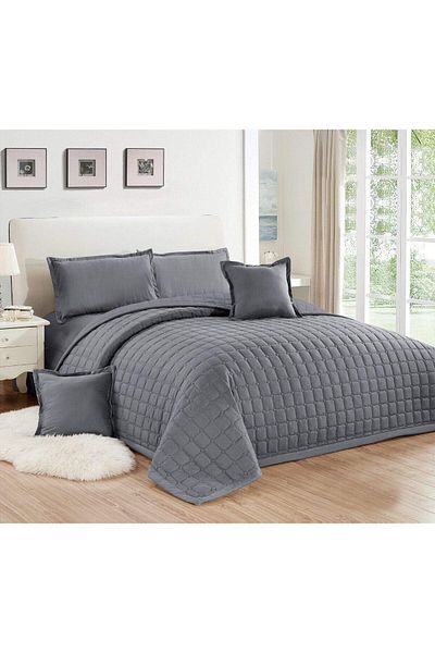 erorex Compressed Two Sided Comforter 6 Pieces Set King Size Gray By Sleep Night Microfiber