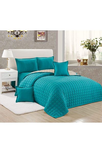 erorex Compressed Two Sided Color 4 Pieces Comforter Set Single Size St 006 By Moon Turquoise Microfiber