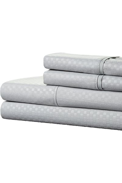 erorex Brushed Microfiber Sheet Set 3 Piece Embossed Checkered Bed Linens Deep Pocket Fitted And Flat