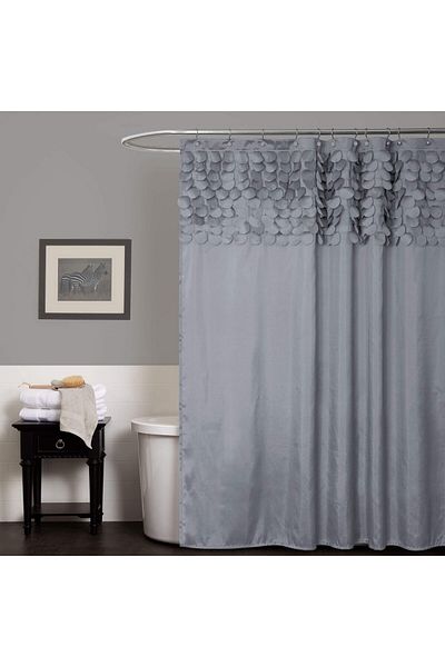 erorex Lillian Shower Curtain Textured Shimmer Circle Design Bathroom 72 Inch X 72 Inch Gray