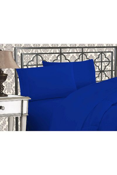 erorex 1500 Premier Hotel Quality 4 Piece Bed Sheet Sets With Deep Pockets Queen Royal Blue