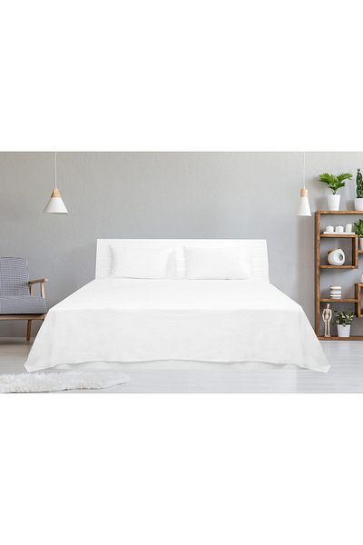 erorex Double Bed Sheet 3Pcs Set 100 Percent Cotton 250Tc Sateen Plain Size: 220X240Cm + 2Pc Pillowcase