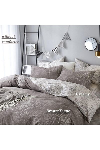 erorex Abstract Duvet Cover Queen 100 Percent Cotton Brown Gray Reversible Duvet Cover Set For Men Teens
