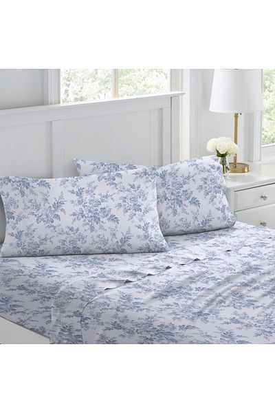 erorex Twin Sheet Set Cotton Flannel Bedding Brushed For Extra Softness And Comfort Vanessa Blue Twin