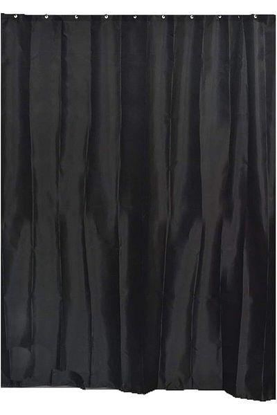 erorex 1204103 Design Fabric Polyester Shower Curtain With 12 Matching Rings Black