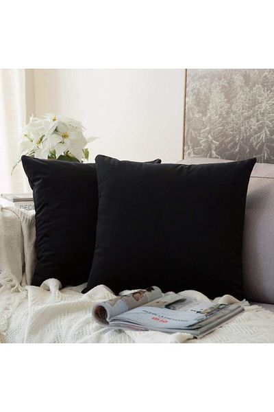 erorex Velvet Decorative Solid Filled Cushion Am. Dc8025102570285 Kun Black 45X45Cm