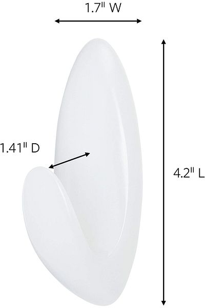 erorex Bath Large Towel Hook Clear 1 Hook 5 Lb. Capacity Organize Damage Free