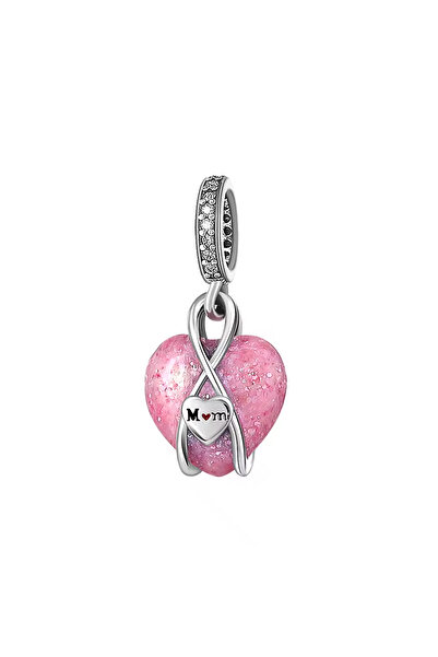 Fubena Sonsuz Kalp Ve Anne Sallantılı Gümüş Charm