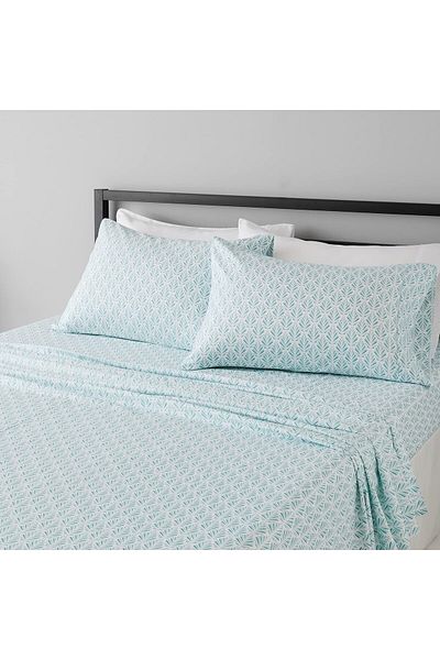 erorex Lightweight Super Soft Easy Care Microfiber Bed Sheet Set With 14” Deep Pockets King Aqua Fern