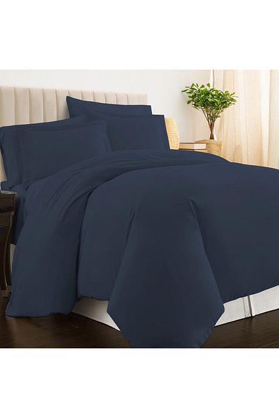 erorex 100 Percent Cotton Duvet Cover Single Size 140X200 Cm Dark Blue 400 Thread Count Long Staple Cotton
