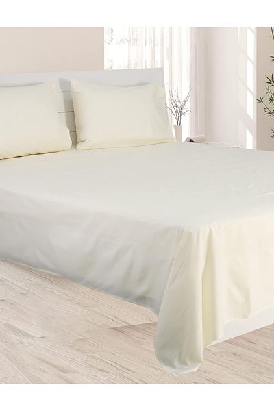 erorex King Bed Sheet 3Pcs Set 100 Percent Cotton 250Tc Sateen Solid Dyed Size: 260X280Cm + 2Pc Pillowcase