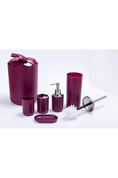 erorex 6 Pcs Bathroom Accessories Silky Design Fire Brick Red