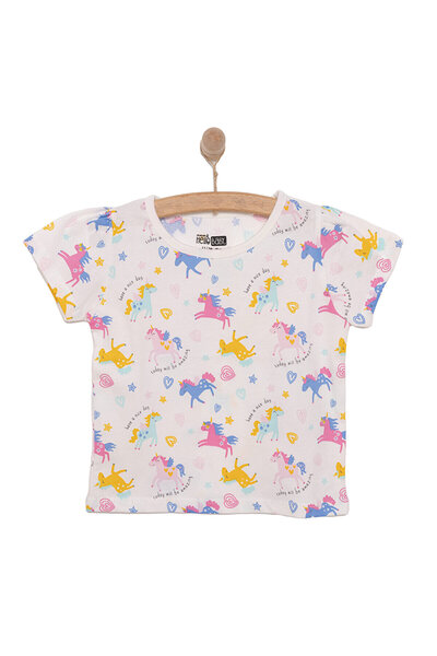 ebebek Hello Baby HelloBaby Basic Kız Kalpli Unicorn Desenli T-Shirt Kız Bebek