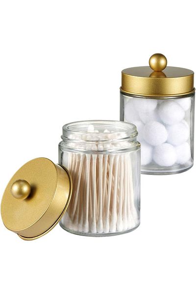 erorex Apothecary Jars Bathroom Storage Organizer Countertop Storage Organizer Canister Jar Cute Qtip