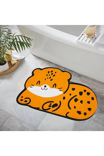 erorex Cat Cartoon Shape Super Absorbent Soft Non Slip Quick Drying Floor Bath Mat