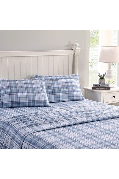 erorex Home Full Sheets Cotton Flannel Bedding Set Brushed For Extra Softness And Comfort Mulholland Plaid