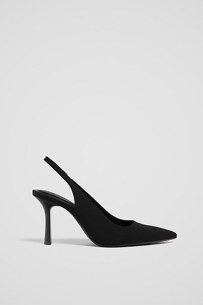 Stradivarius Synthetic Rubber Cloth Look Open Back Shoes Ramadan