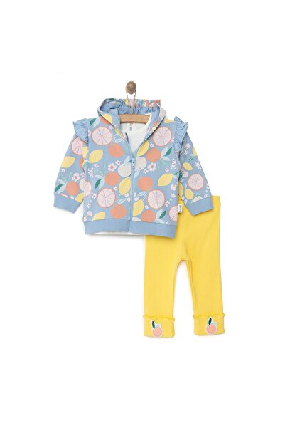 Bebetto Yenidoğan Aloha Sweatshirt-Kapüşonlu Hırka-Alt 3lü Takım Kız Bebek