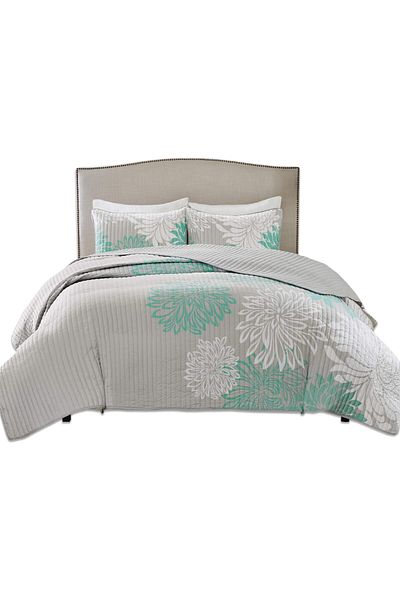 erorex Enya Quilt Set Casual Floral Print Channel Stitching Design All Season Lightweight Coverlet Cozy