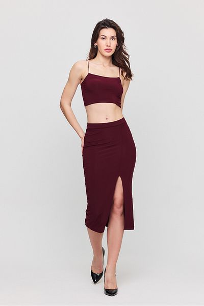 Ceylen Set fuste crop cu bretele negre pentru femei