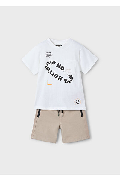 MAYORAL 04-10 Years Old Boy Mayoral White Shorts Suit - White