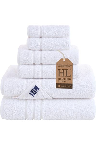 erorex White Bath Towels Set 6 Piece Original Turkish Cotton Soft Absorbent And Premium Towel For Bathroom