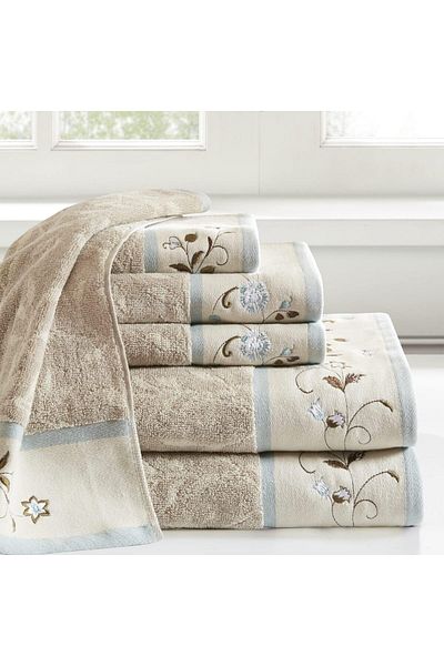 erorex Serene 100 Percent Cotton Bath Towel Set Luxurious Floral Decorative Towels For Bathroom