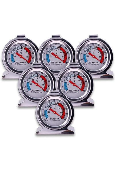 erorex 6 Pack Refrigerator Freezer Thermometer Stainless Steel Large Dial Fridge Freezer Alarm Thermometer
