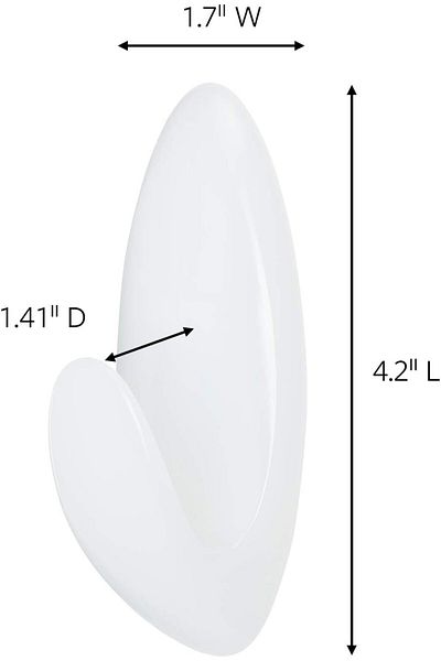 erorex Towel Large Hook Clear Frosted 1 Hook+ 2 Strips Pack Holds 2.2Kg White Color Water Resistant Strips