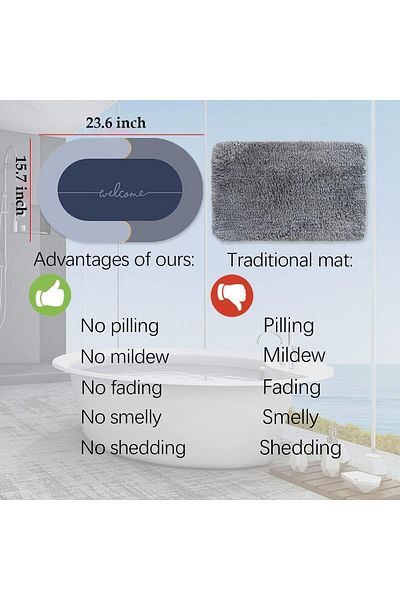 erorex Super Absorbent Floor Mat Napa Skin Super Absorbent Bath Mat Quick Dry Bathroom Carpet Floor