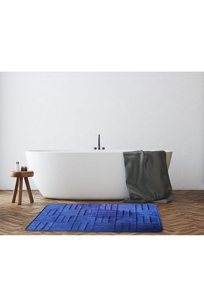 erorex Bathroom Rug 80 Cm Width X 50 Cm Height Blue