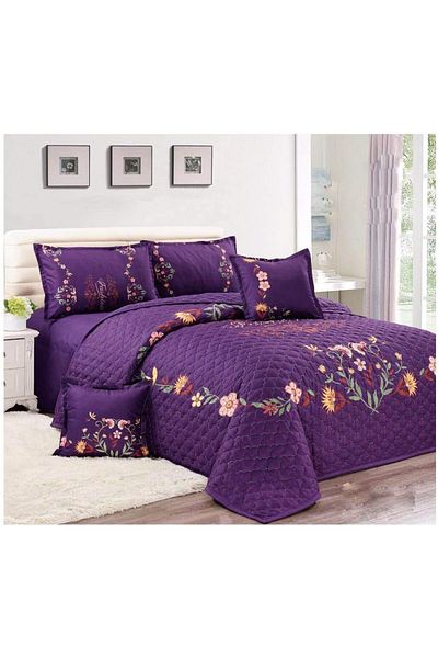 erorex Floral Compressed 6Pcs Comforter Set King Size Px 006 Purple