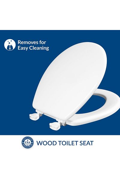 erorex Westport 844Ec Wood Toilet Seat With Easy Clean And Change Hinges Round White