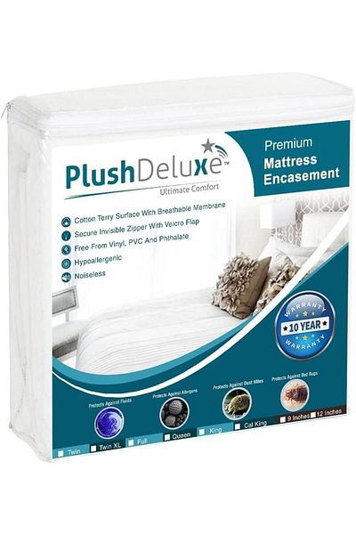 erorex Premium Mattress Encasement Zippered Waterproof Bed Cover 6 Sided Protection Hypoallergenic Terry