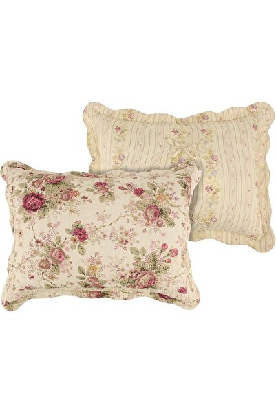 erorex Antique Rose 100 Percent Cotton Quilted Pillow Sham Standard 20X26 Inch Ecru