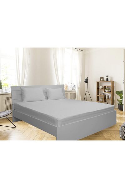 erorex Single Fitted Sheet 1Pc 100 Percent Cotton 250Tc Sateen 1 Inch Stripe Size: 120X200+25Cm White