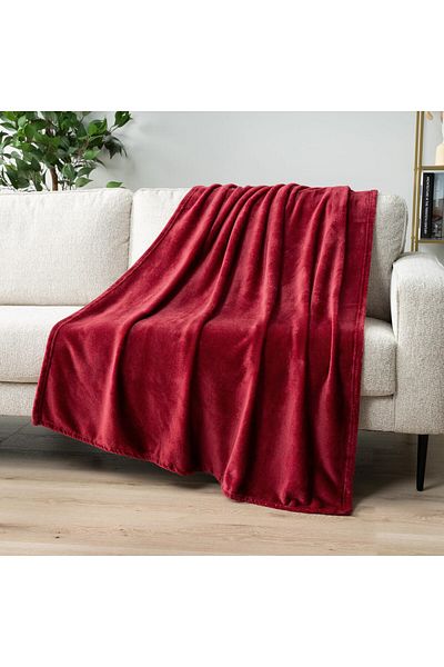 erorex Wine Red Fleece Throw Blanket For Couch Maroon Burgundy Soft Fuzzy Flannel Throw For Sofa Luxury