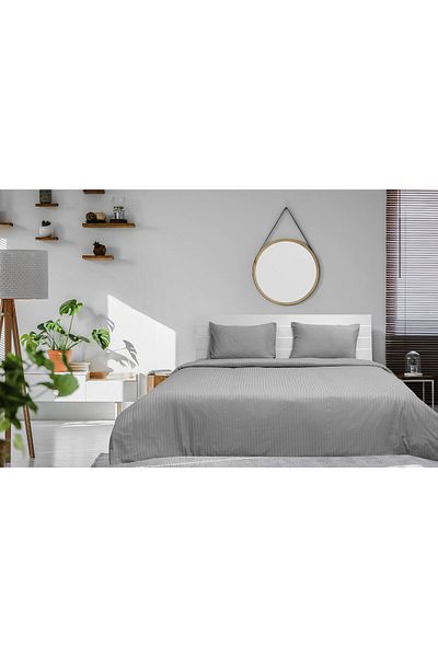 erorex King Duvet Cover 3Pc Set 100 Percent Cotton 250Tc Sateen 1Cm Stripe Size: 245X265Cm + 2Pc